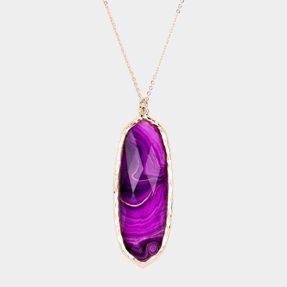 Nwtags Oval Purple Stone, 26 gold Plated Necklace - Picture 1 of 2